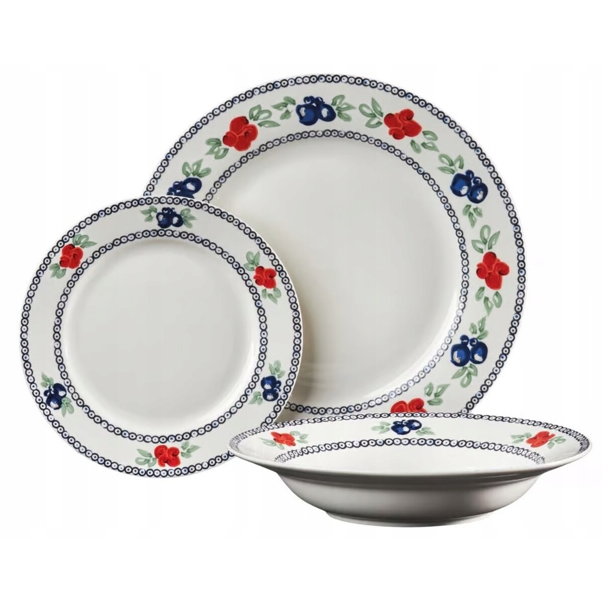 KOMPLET OBIADOWY dla 6 osób FOLKLOR talerze na jedzenie obiad serwis box