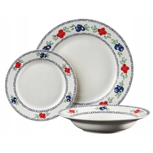 KOMPLET OBIADOWY dla 6 osób FOLKLOR talerze na jedzenie obiad serwis box