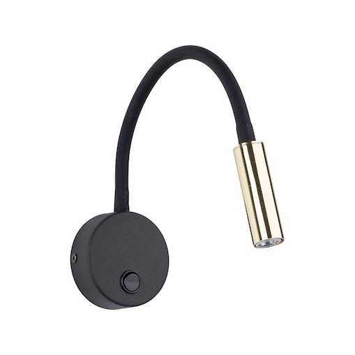 Kinkiet flex LAGOS Black/Gold TK Lighting 10039 z włącznikiem, regulowane ramię, G9, czarno-złoty