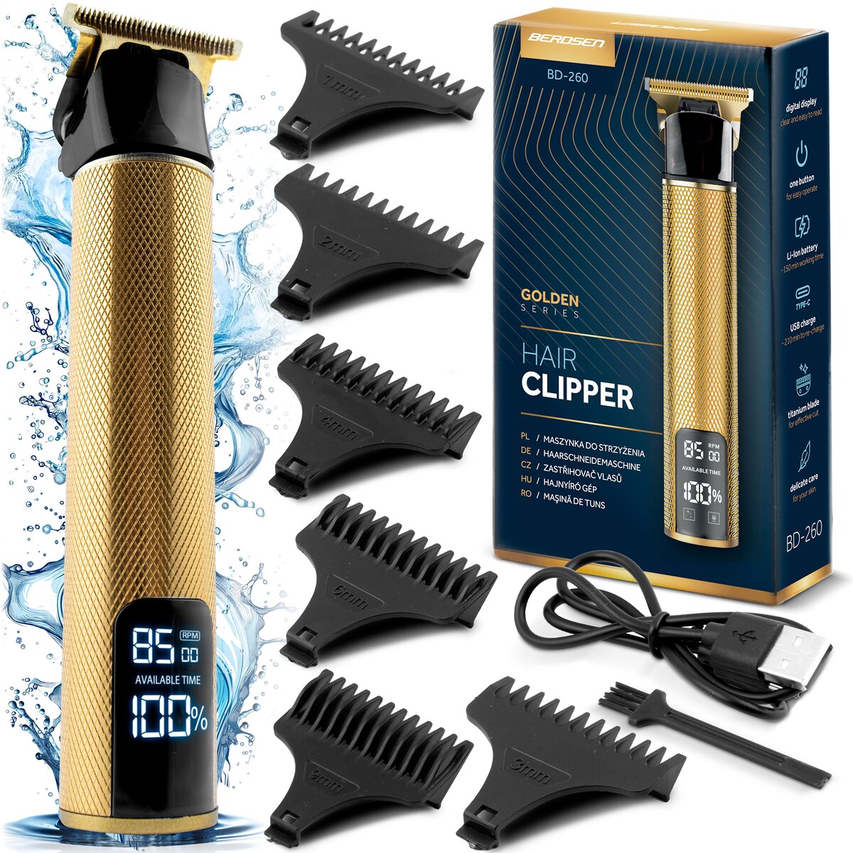 Maszynka do strzyżenia włosów brody Berdsen BD-260 złota
