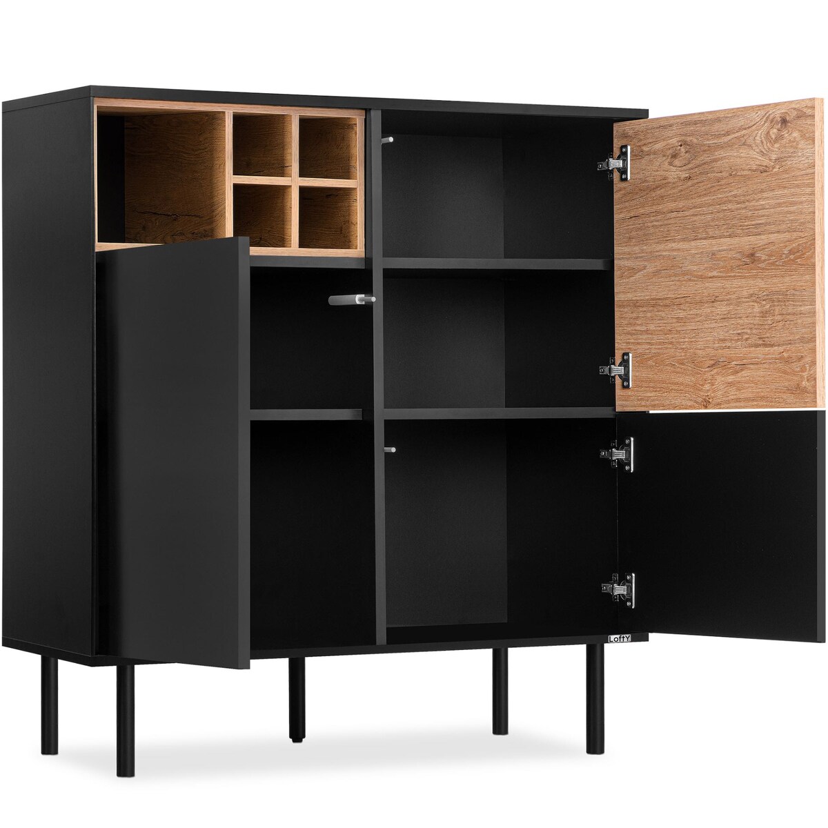 KONSIMO LOFTY Komoda loftowa na wysokich czarnych nogach