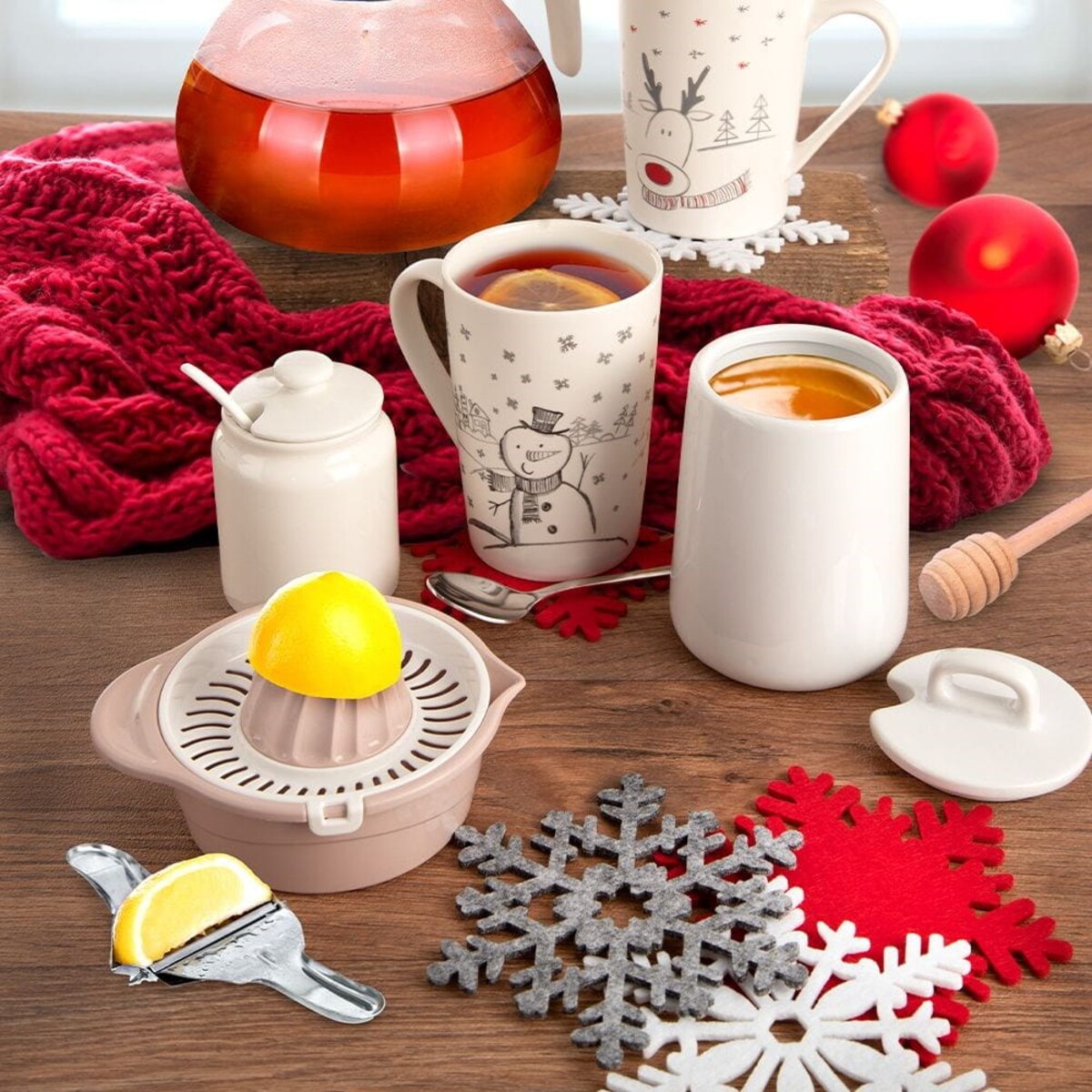 Podstawka pod Kubek Filcowa Biała Płatek Śniegu Zestaw 6 szt. 13,5 cm