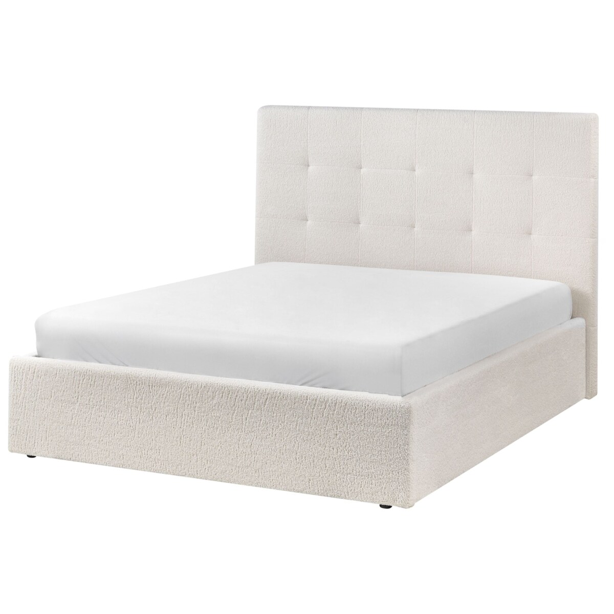 Łóżko z pojemnikiem Boucle LORIENT 140 x 200 cm Złamana biel