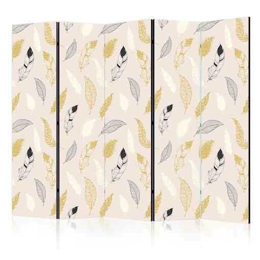 Parawan dwustronny Tła i desenie 225x172 cm 5-częściowy biały