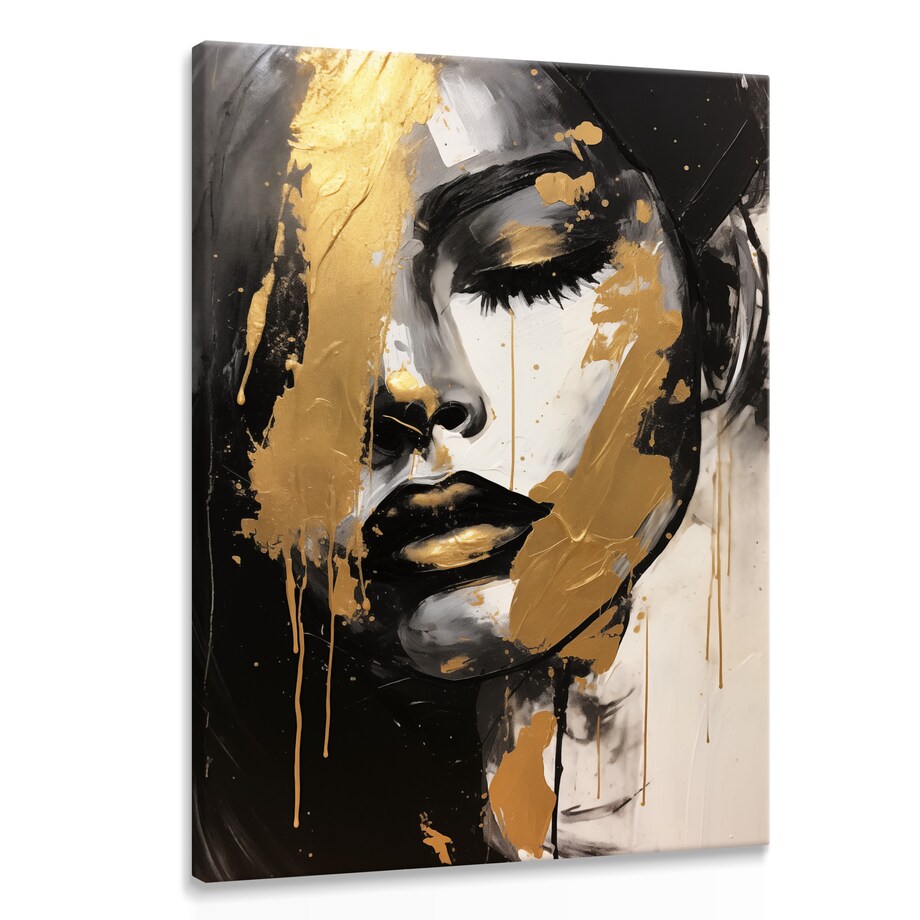 Obraz Do Salonu ZŁOTY Portret Kobieca Twarz Styl Glamour Abstrakcja 50x70cm