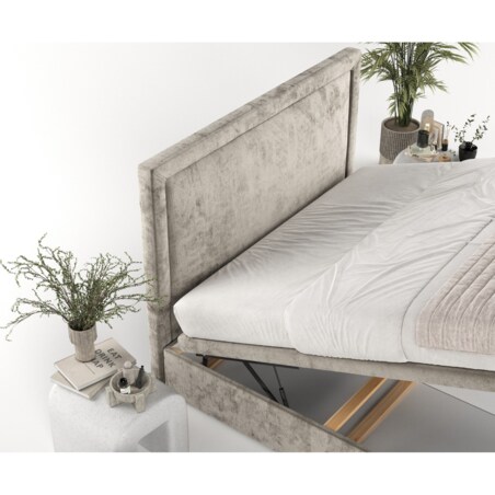Łóżko tapicerowane SALMA 120x200 z pojemnikiem, Beż, tkanina Lotta 30