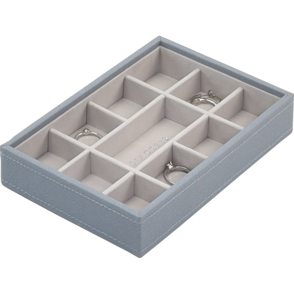 Szkatułka na biżuterię Stackers 11 komorowa mini szaroniebieska
