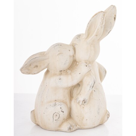 Dekoracja - beżowe króliki 19,5x15x8 cm ALBIA-2 z synkiem, small