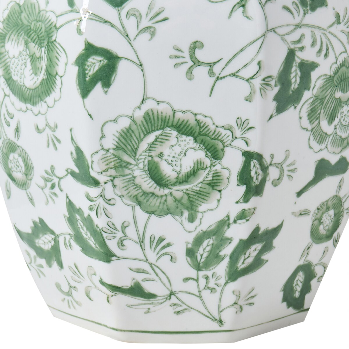 Wazon z pokrywką FERROL Porcelana 29 cm Biały/ zielony