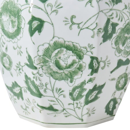 Wazon z pokrywką FERROL Porcelana 29 cm Biały/ zielony