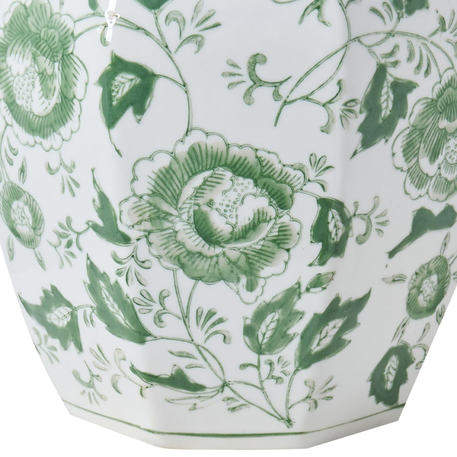 Wazon z pokrywką FERROL Porcelana 29 cm Biały/ zielony