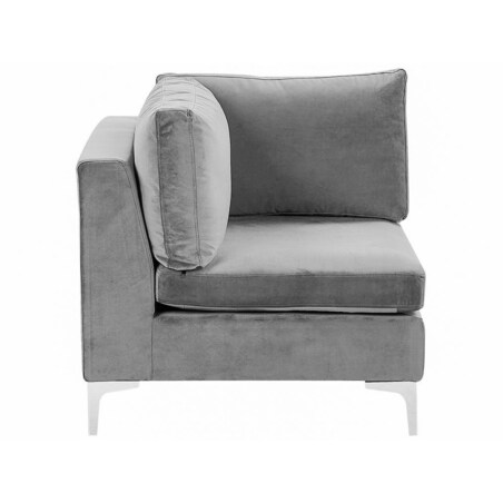 Sofa modułowa 3-osobowa z otomaną welurowa szara EVJA