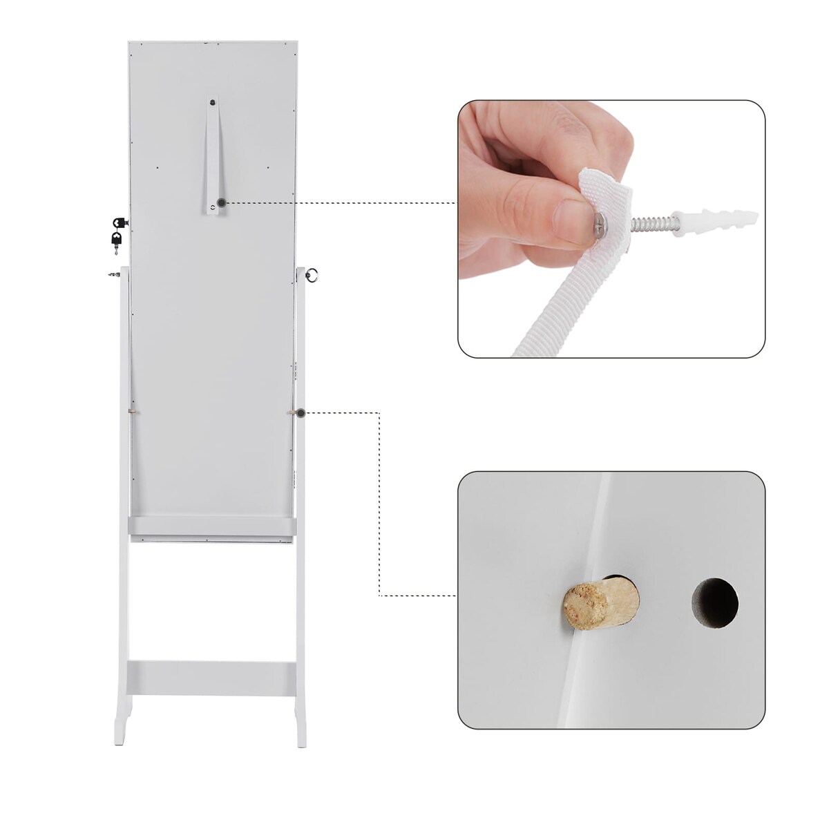 Szafka Z Lustrem Na Biżuterię Biały