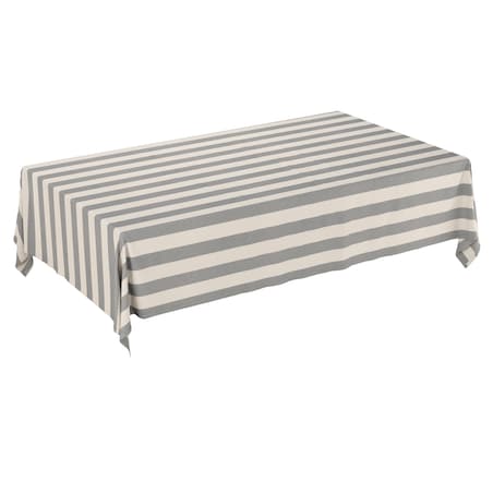 Obrus prostokątny 130 x 160 cm biało-szare pionowe pasy (5,5cm)