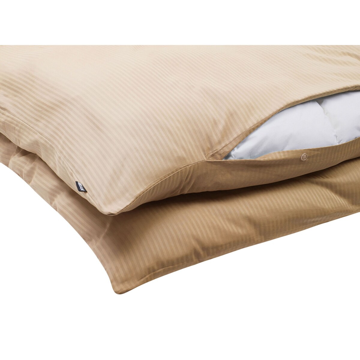 Komplet pościeli bawełnianej satynowej w paski 240 x 220 cm beżowy AVONDALE