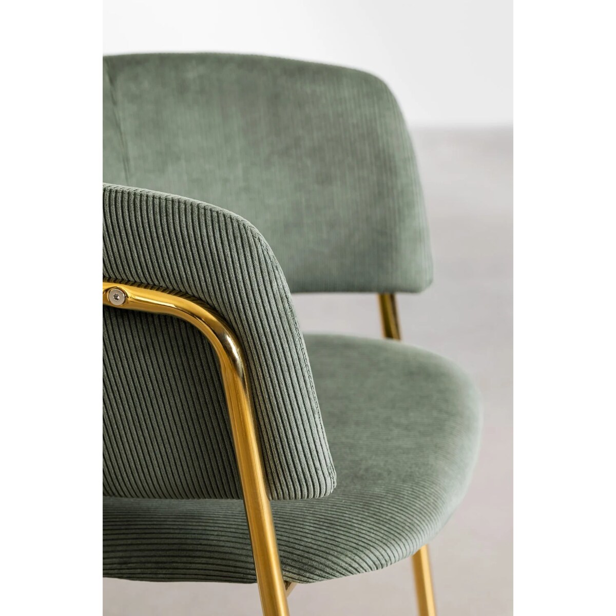 Krzesło sztruksowe, awokado złota podstawa Delta