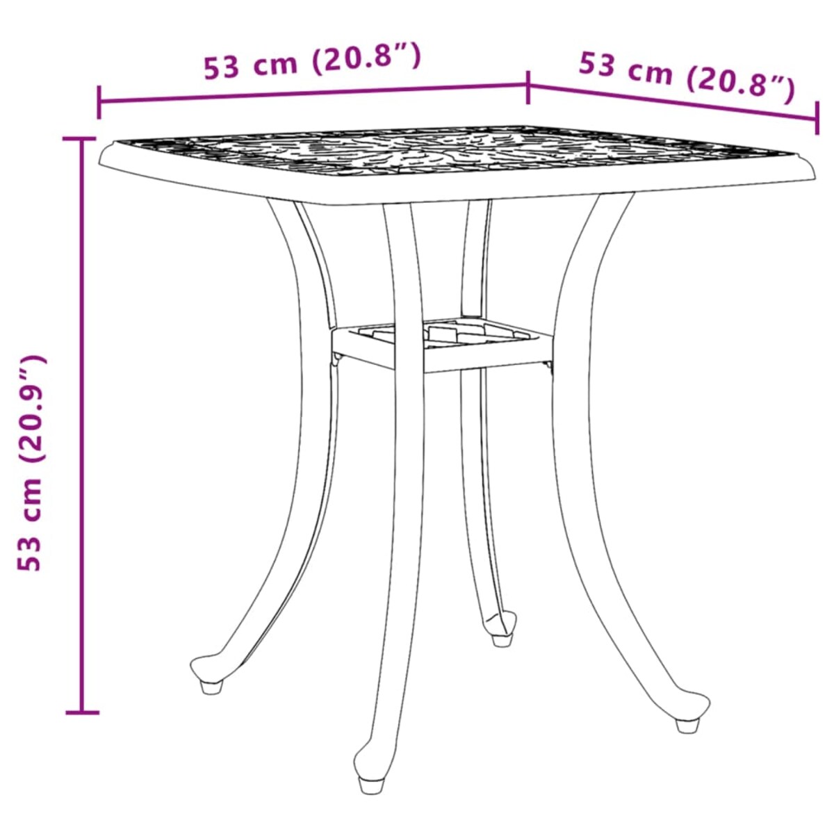 vidaXL Stolik ogrodowy, czarny, 53x53x53 cm, odlewane aluminium