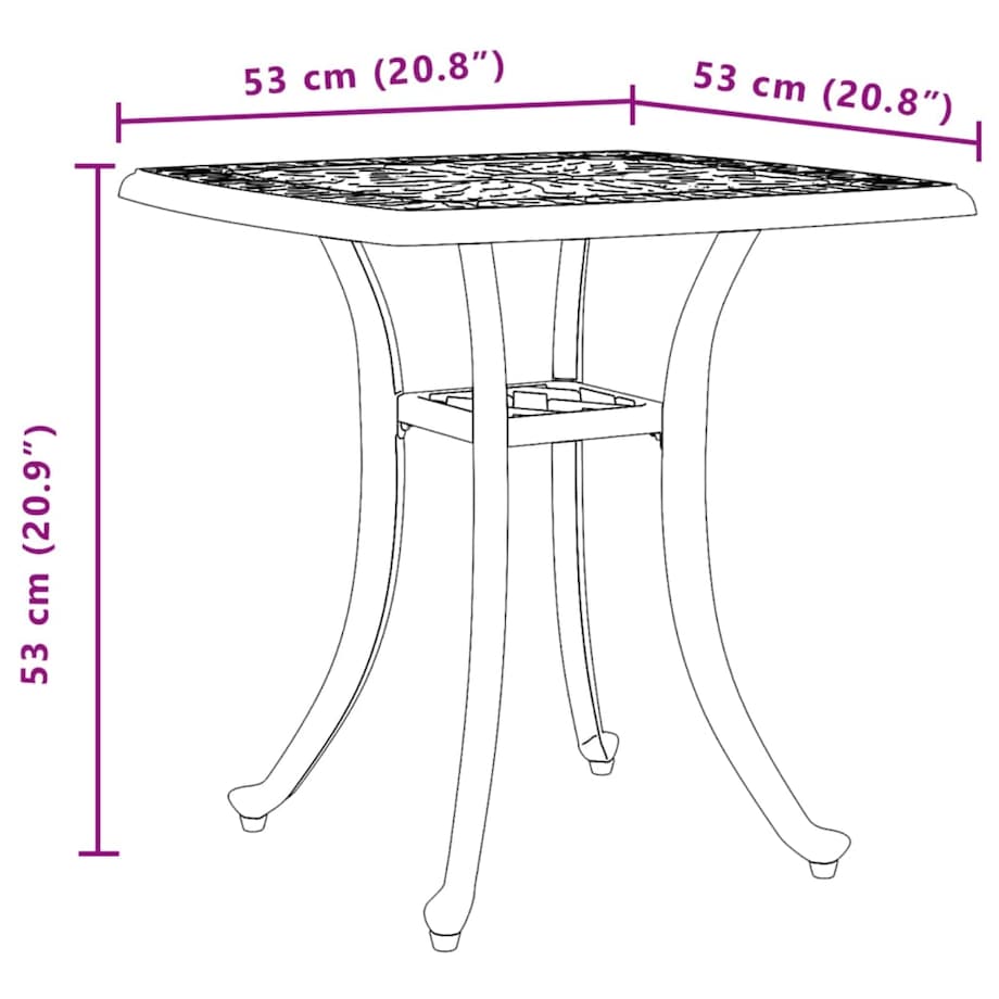 vidaXL Stolik ogrodowy, czarny, 53x53x53 cm, odlewane aluminium