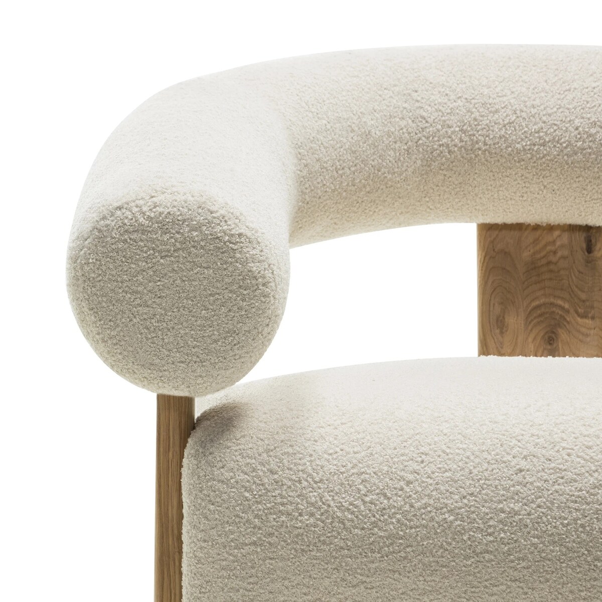 Fotel wypoczynkowy jasnobeżowy bouclé/dąb Ilady
