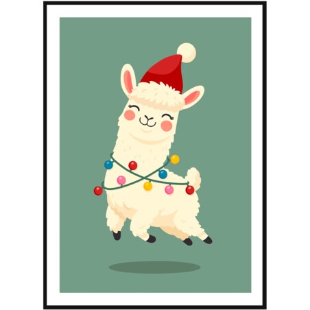 Poster Story, Plakat, Obraz - Świąteczna Lama, wymiary 42 x 60 cm