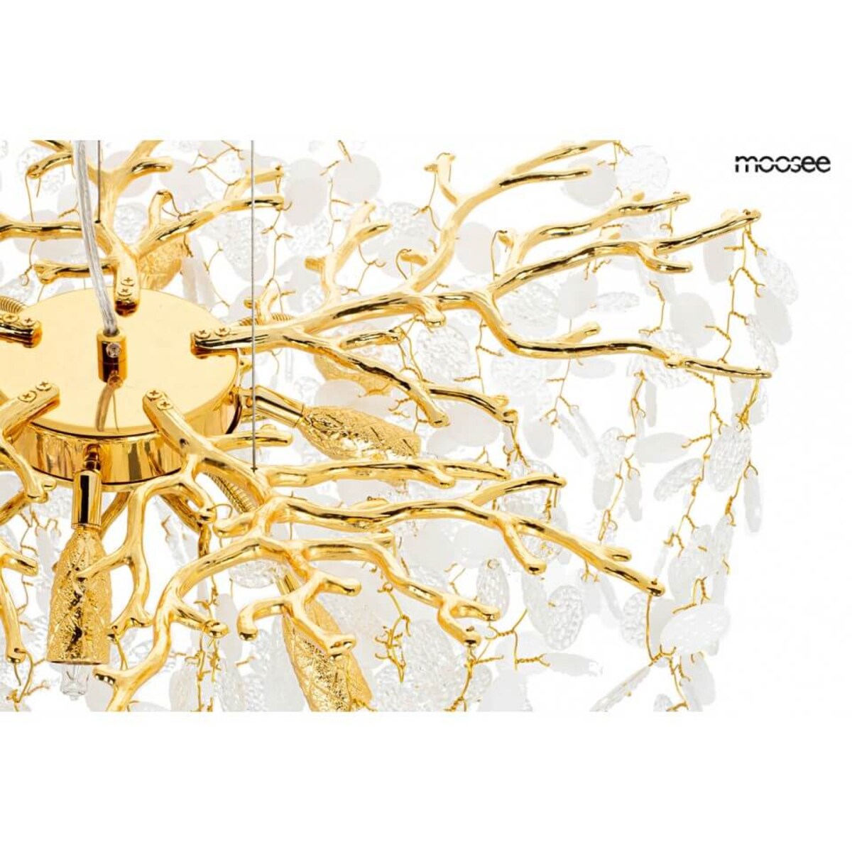 Designerska lampa wisząca Riviera MSE010100391 Moosee glamour kryształowa złota biała