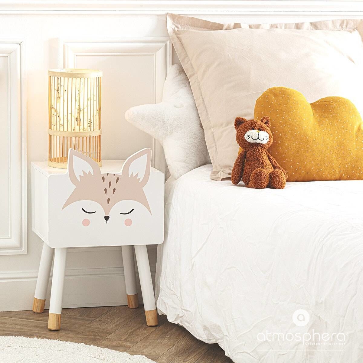 Szafka nocna dla dziecka LISEK z sosnowymi nóżkami, 53 cm