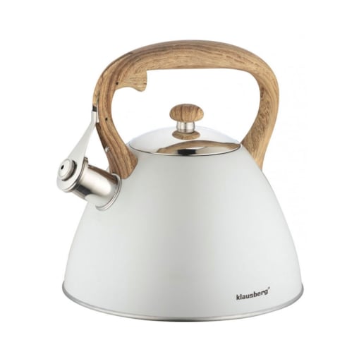 Czajnik stalowy z gwizdkiem lakierowany mat biały 3.0L KLAUSBERG
