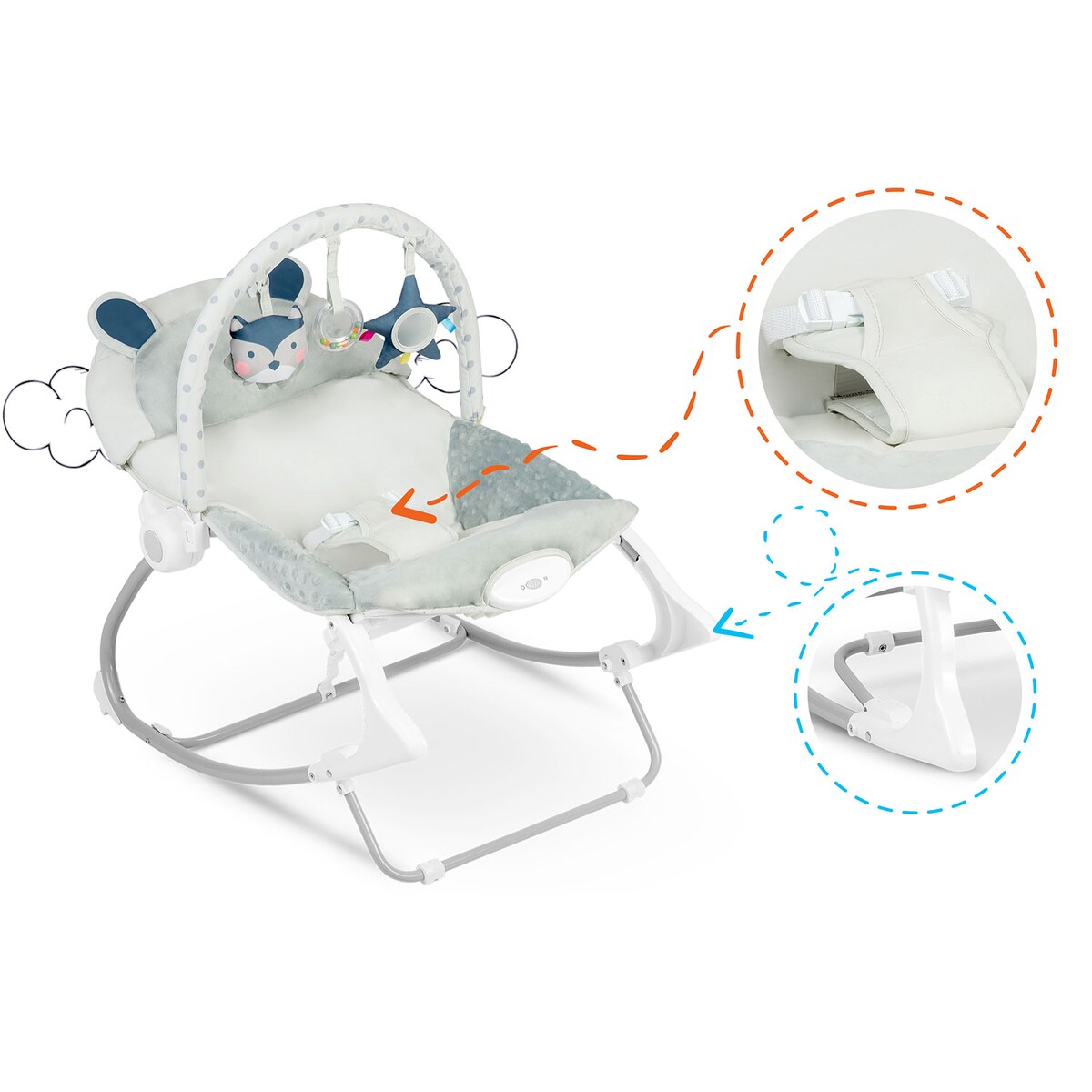 Leżaczek dla niemowląt bujaczek 2w1 kołyska wibracje Ricokids