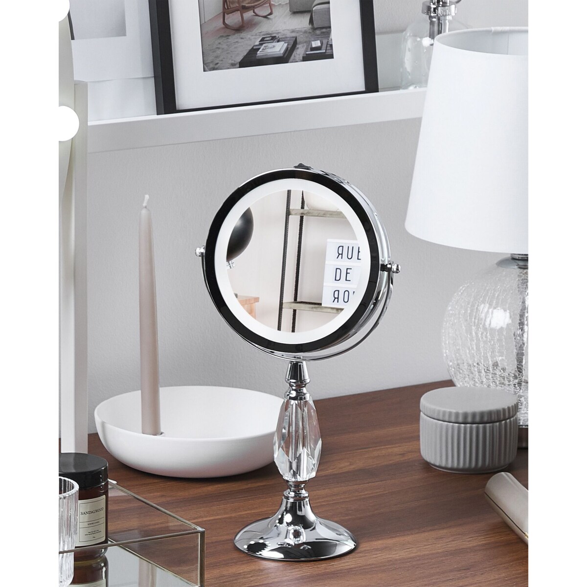 Lusterko kosmetyczne LED ø 18 cm srebrne MAURY