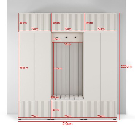 Pojemna garderoba frezowana Ritmo wersja 3 Trinity 16 kaszmirowa