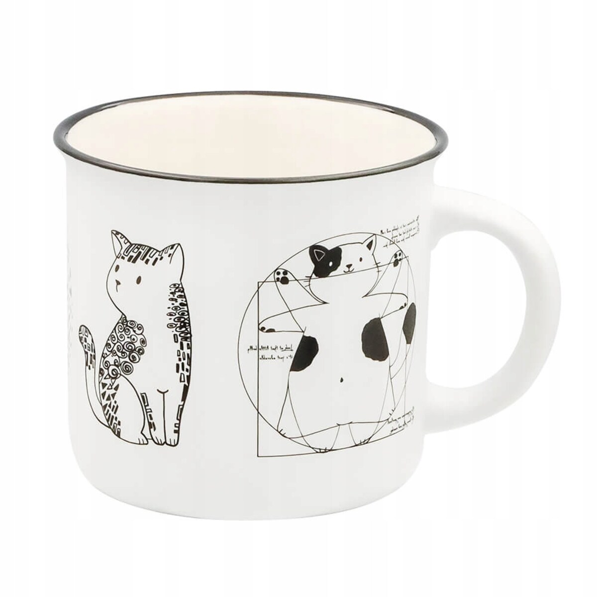 Kubek z uchwytem na kawę herbatę czekoladę z motywem kota CAT ARTIST 350ml - prezent dla koleżanki przyjaciółki żony babci mamy kobiety siostry niej
