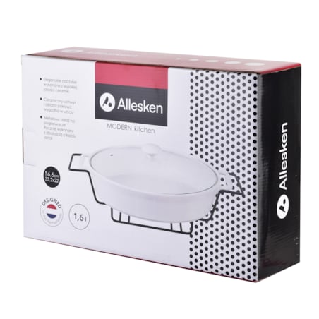 MODERN KITCHEN Naczynie z podgrzewaczem1,6L 33,2x22xh6,6cm gładkie białe