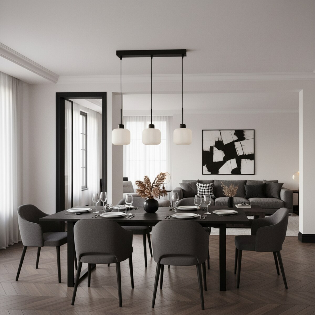 lampa wisząca 3 punktowa edylit białe klosze loft