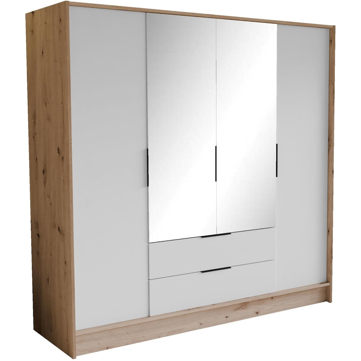 Szafa NIKOLA 200 z lustrem do garderoby, sypialni- sonoma+biały front