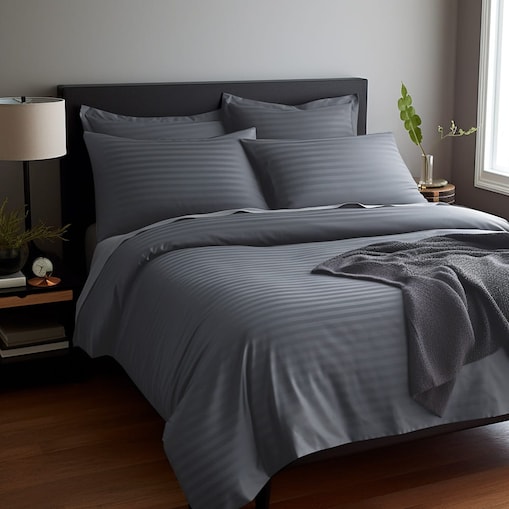 Pościel satyna bawełniana 180x200 Exclusive Cizgili kolor antracyt