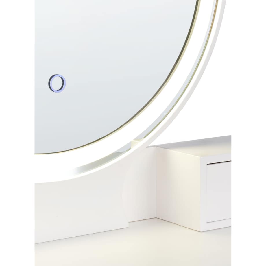 Toaletka 6 szuflad lustro LED ze stołkiem biało-złota YVES