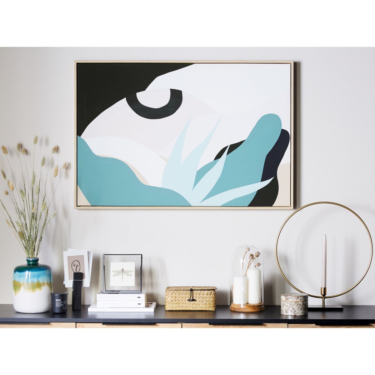 Obraz na płótnie w ramie abstrakcja 93 x 63 cm wielokolorowy FORNEA