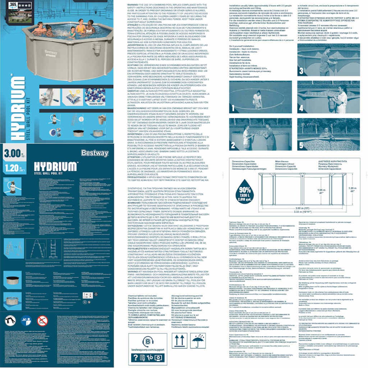 Bestway Basen naziemny Hydrium z akcesoriami, 300x120 cm