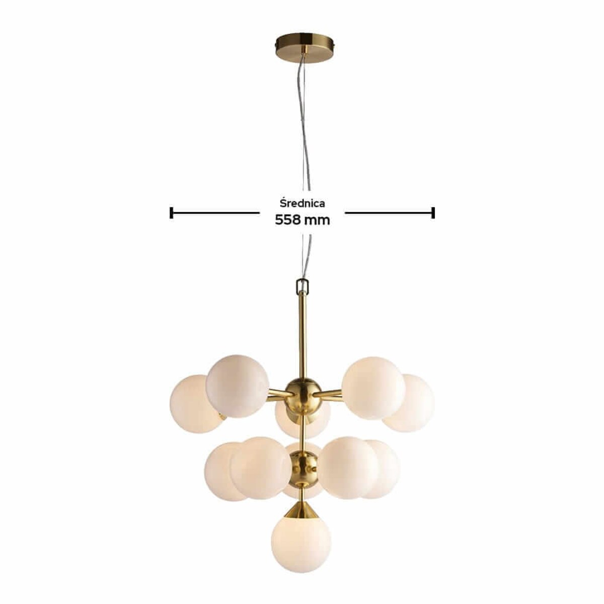 Zwieszana lampa do salonu Oscar 76500 Endon molekuły złota biała