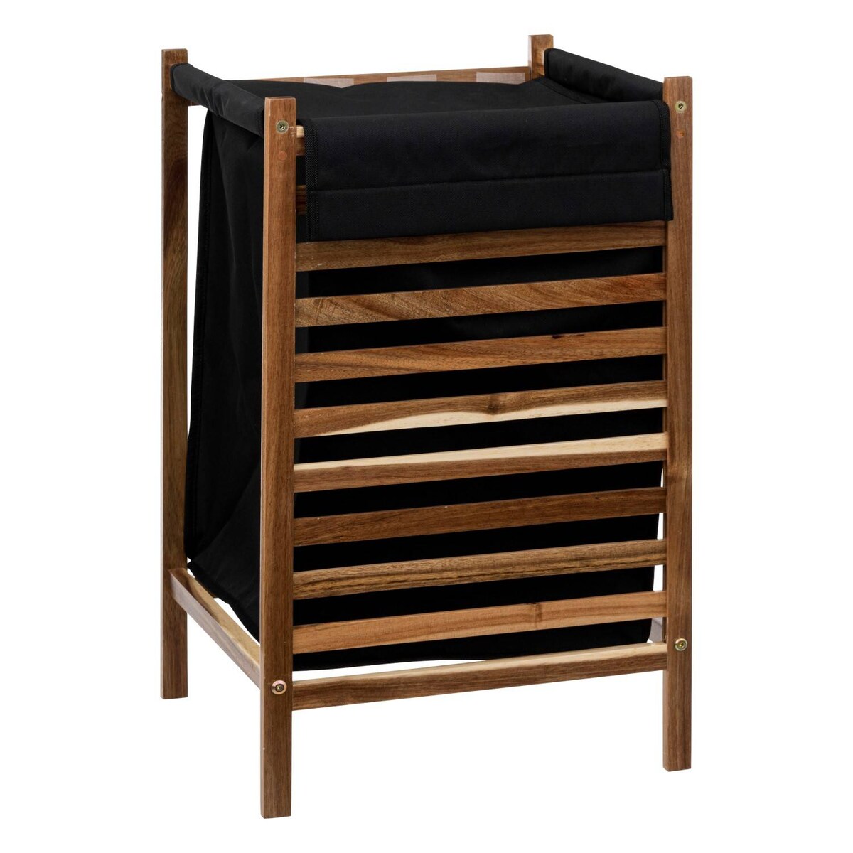 Kosz na pranie Blackacia, drewno akacji, materiałowy pojemnik 50 l