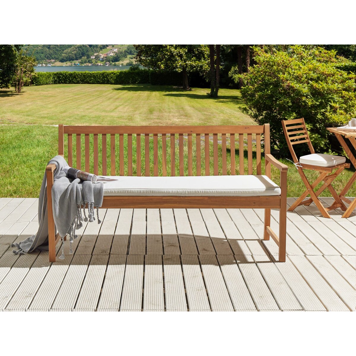 Poduszka na ławkę ogrodową VIVARA 152 x 54 cm Złamana biel