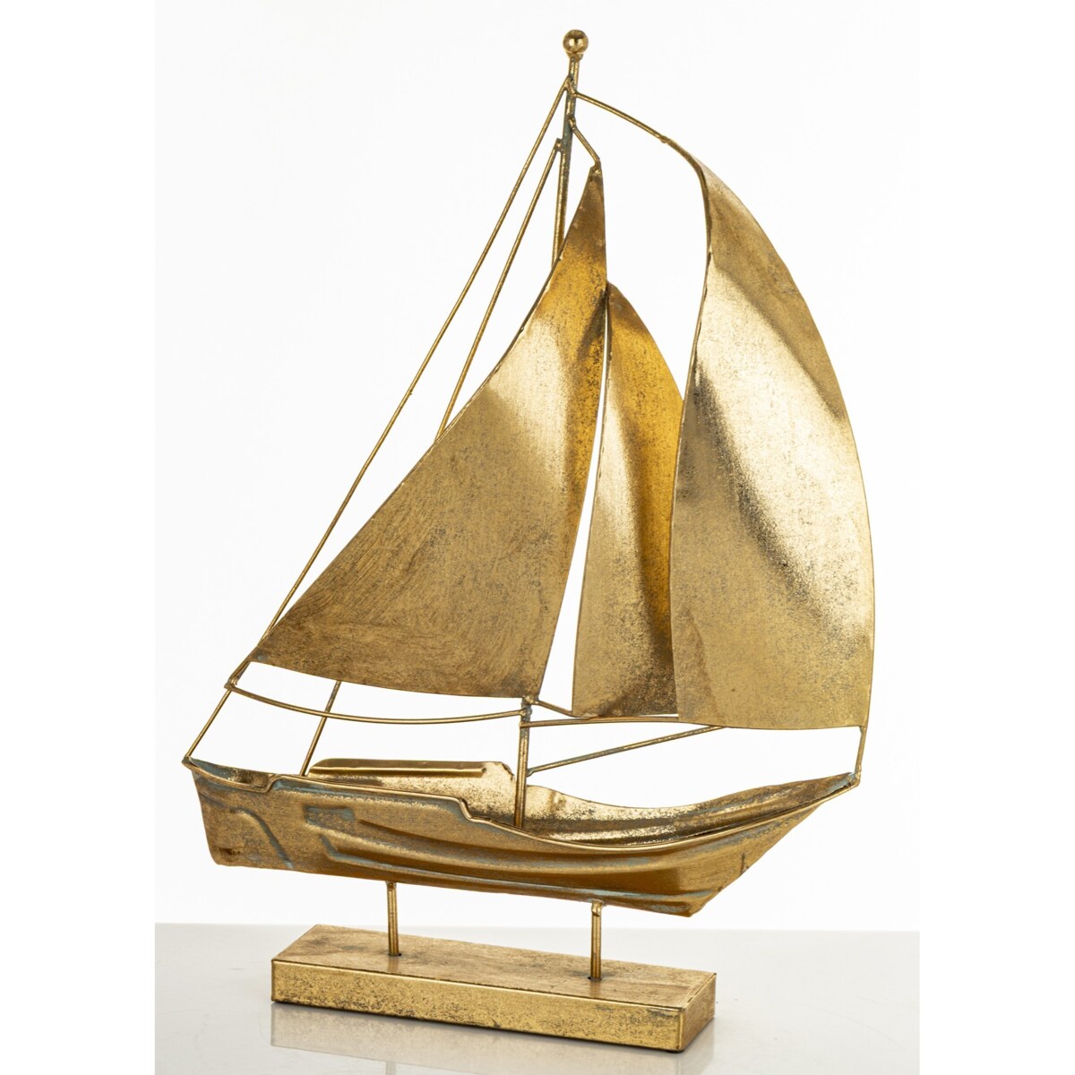 Dekoracja - złota żaglówka 45x33x8 cm KURUN-2 z 3 żaglami