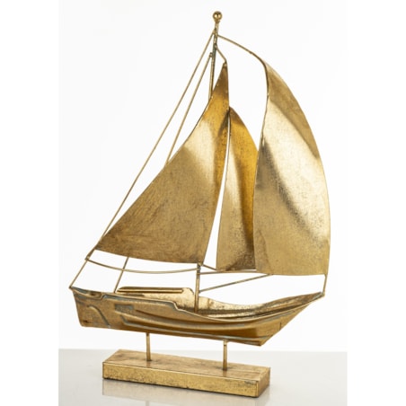 Dekoracja - złota żaglówka 45x33x8 cm KURUN-2 z 3 żaglami
