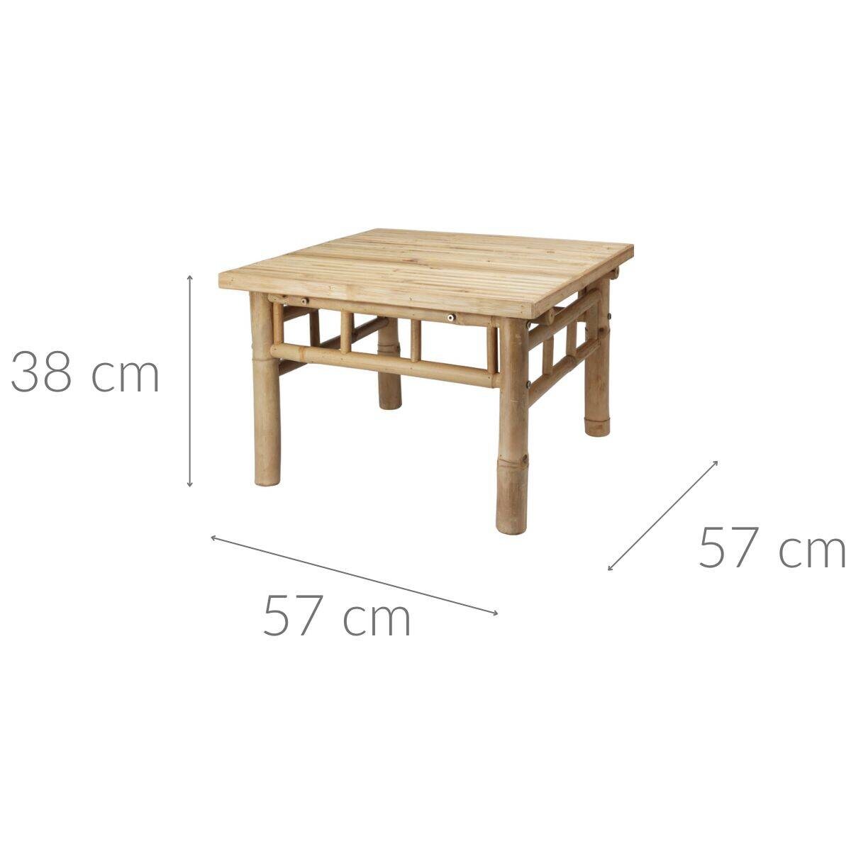 Niski stolik kawowy z bambusa, 57 x 57 x 38 cm