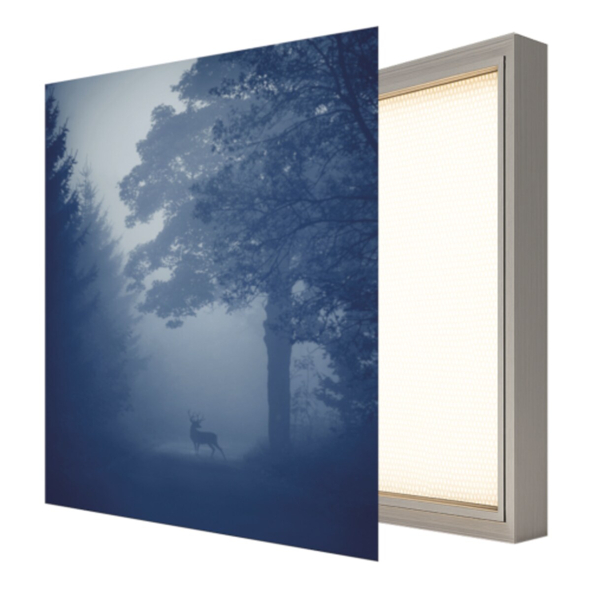 OBRAZ PODŚWIETLANY LED JELEŃ ramka srebrna CANVAS SLIM 40x50 cm + zasilacz