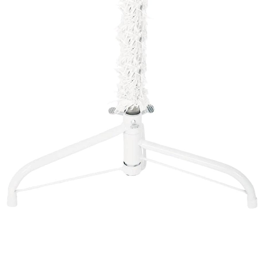 vidaXL Smukła choinka połówka ze stojakiem, sztuczna, biała, 150 cm