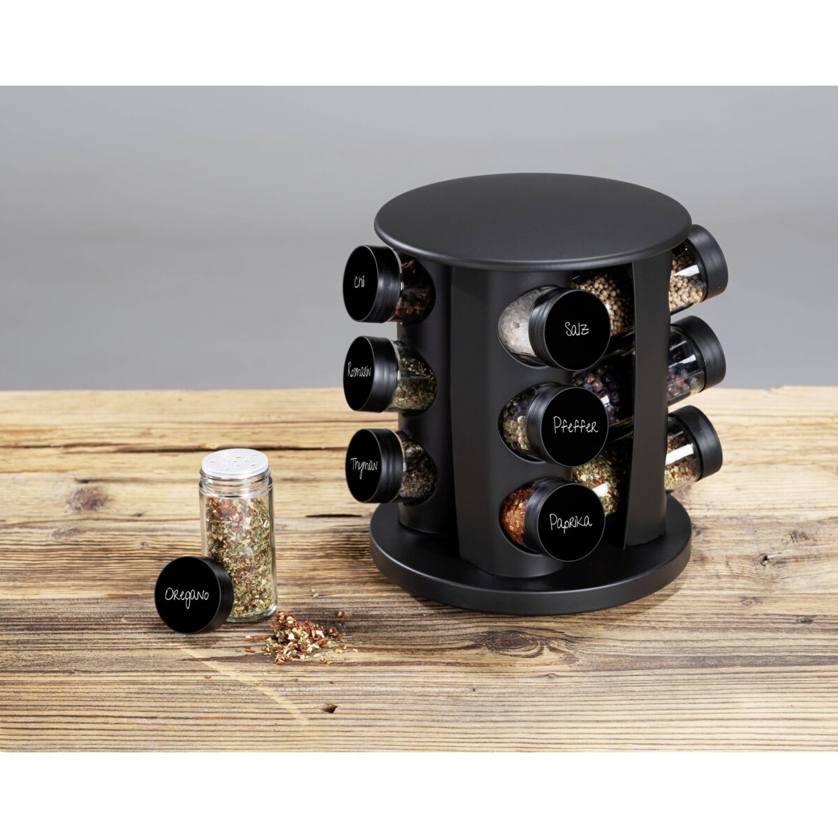 Karuzela na przyprawy BRUNA, 12 słoiczków