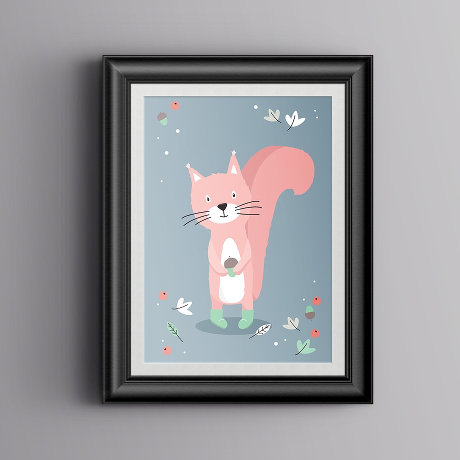 Plakat dla dzieci Wiewiórka psotka 20x30