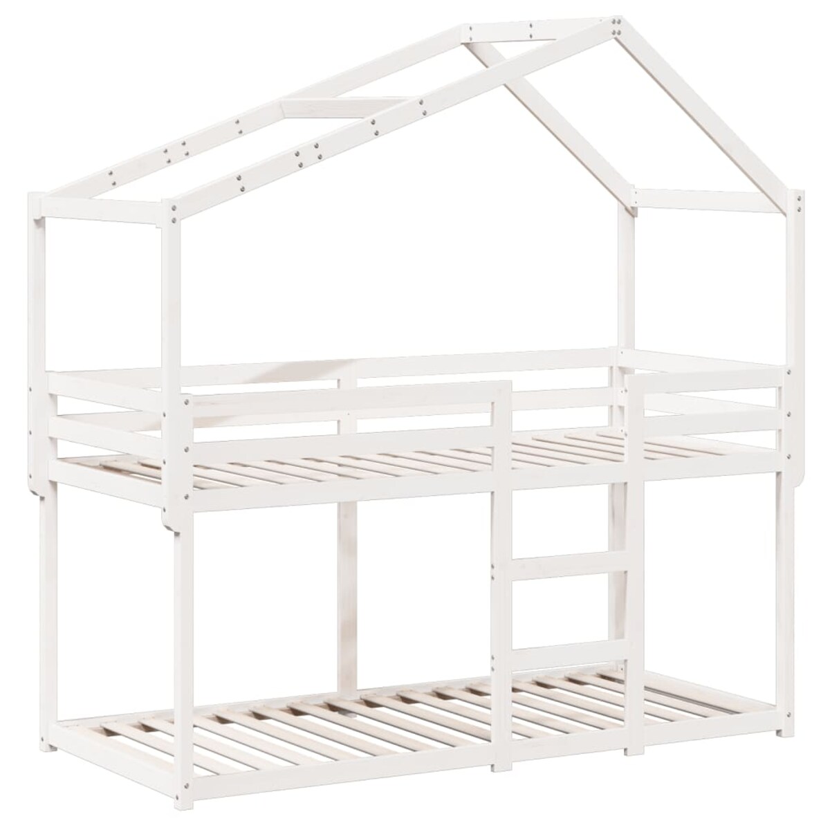 vidaXL Łóżko z piętrem i daszkiem, białe, 90x190 cm, drewno sosnowe