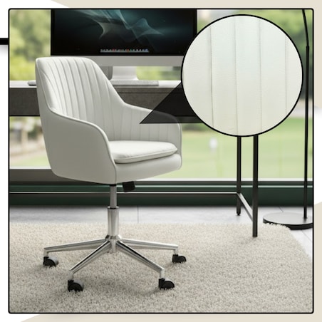 Krzesło biurowe fotel obrotowy welurowy regulowany beżowy